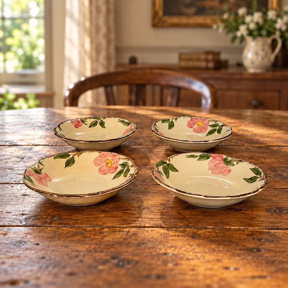 Vintage Franciscan Desert Rose Set of 4 Fruit Bowls Made in California 5.25in